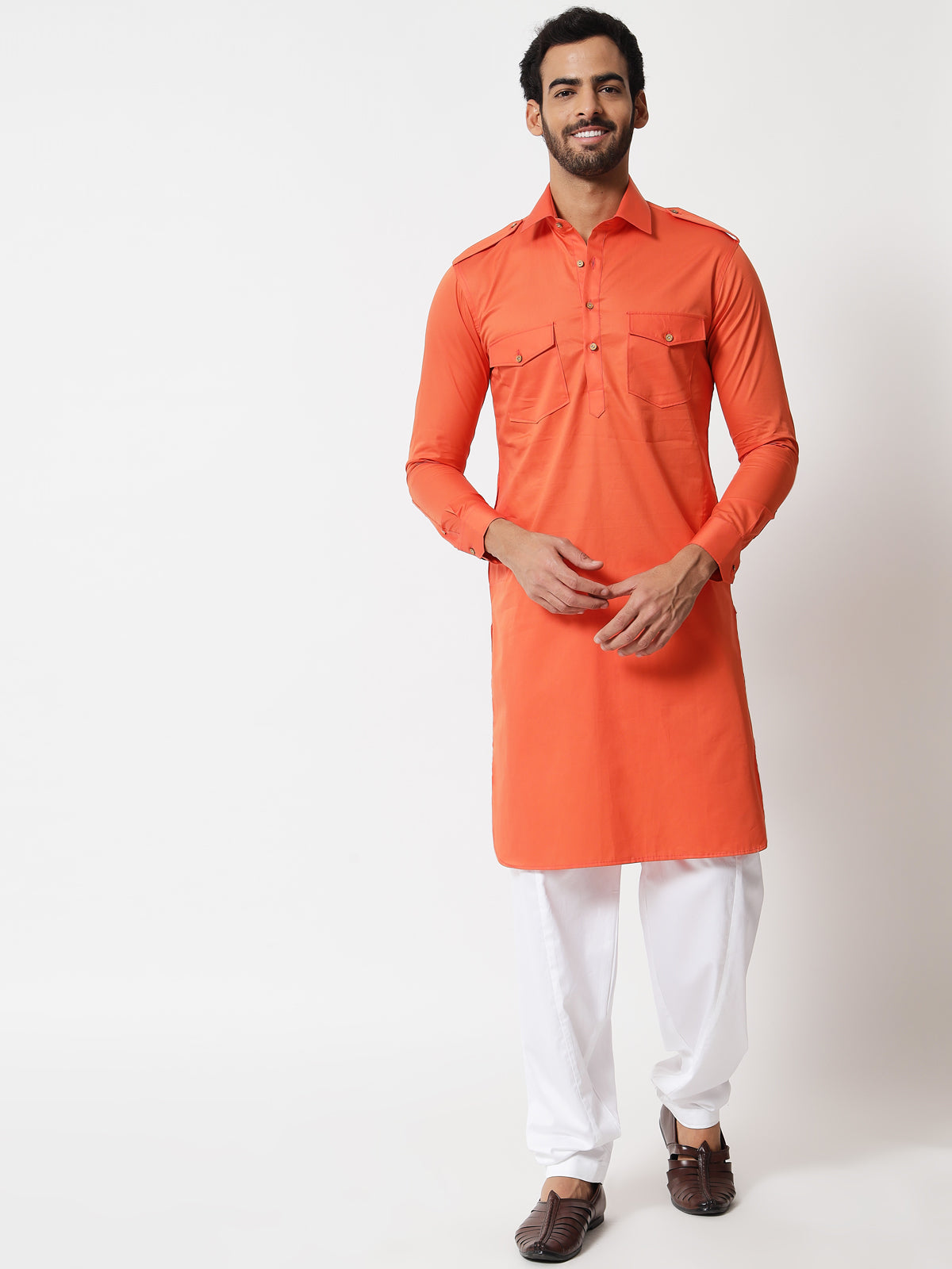 Orange Pathani Kurta Prime Porter