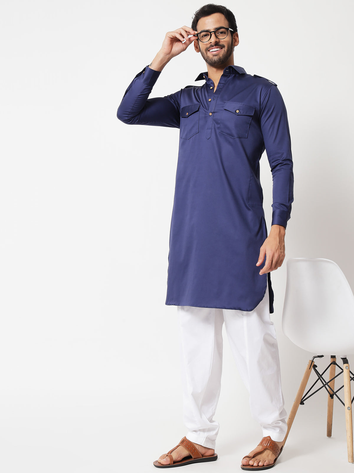 Blue discount pathani kurta