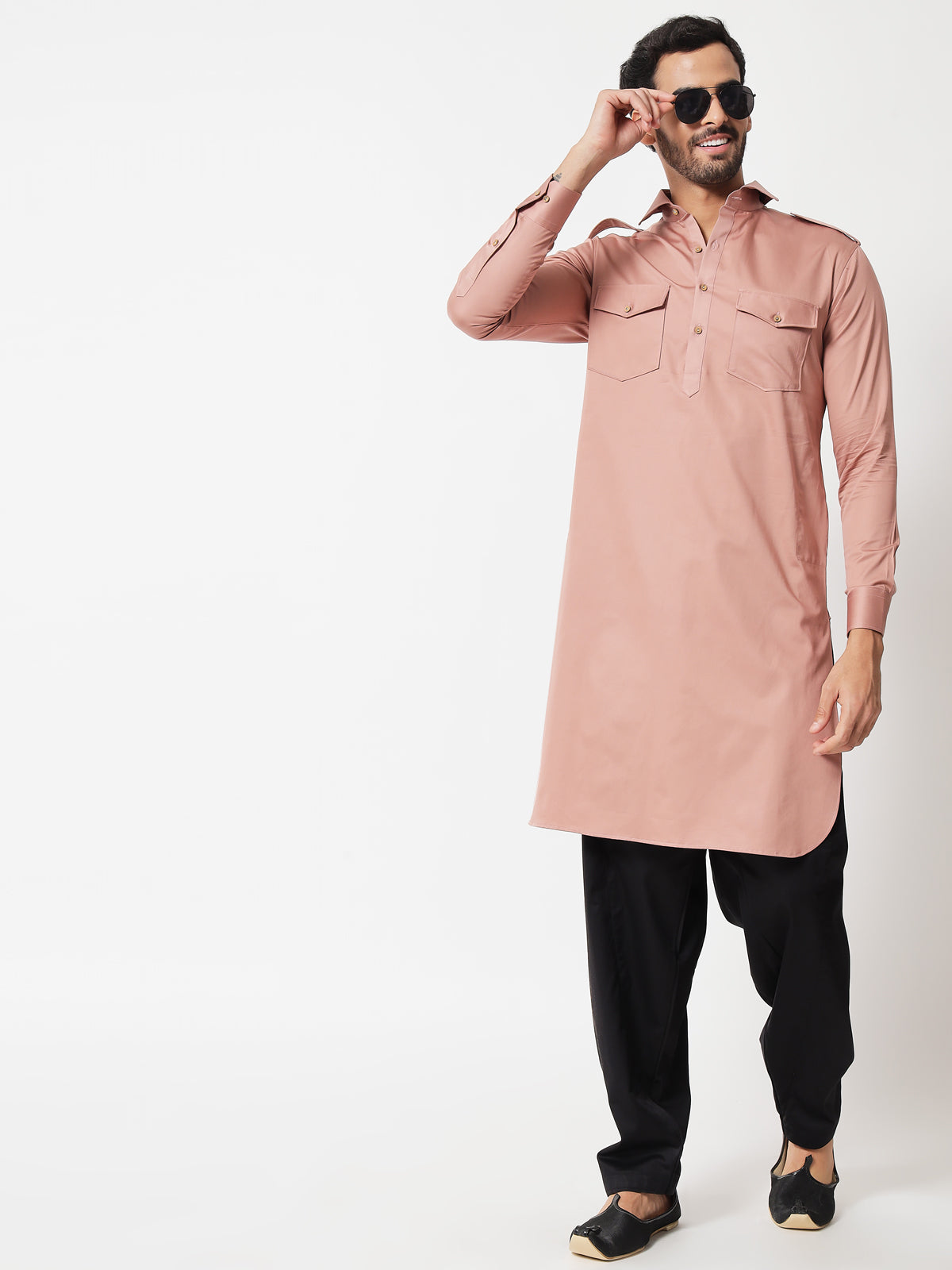 Salmon Pink Pathani Kurta Prime Porter