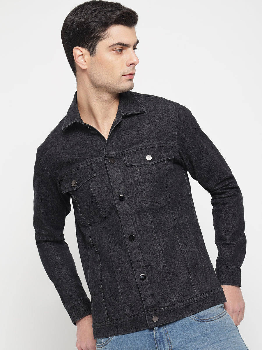 Dark Grey Denim Jacket For Men Prime Porter