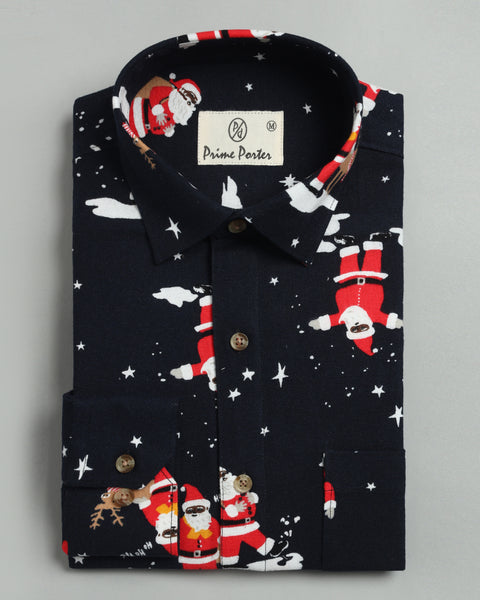 Santa Claus Printed Flannel Shirt