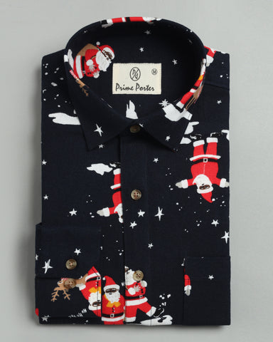 Santa Claus Printed Flannel Shirt