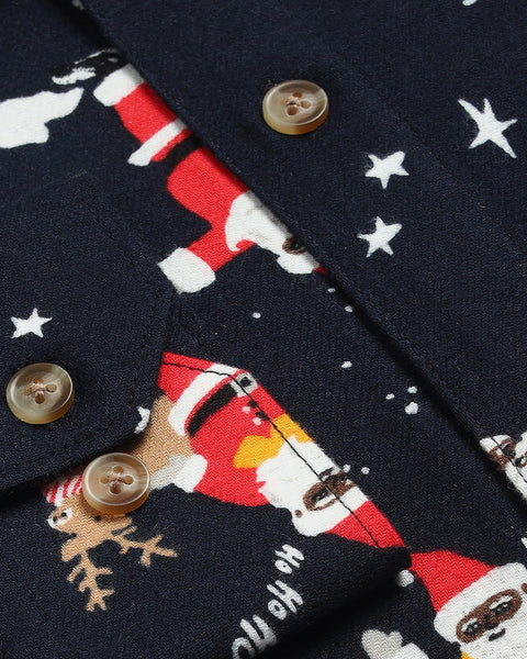 Santa Claus Printed Flannel Shirt