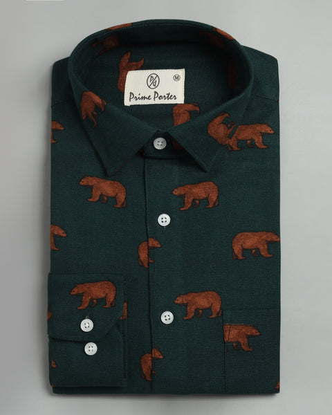 Polar Bear Printed Flannel Shirt