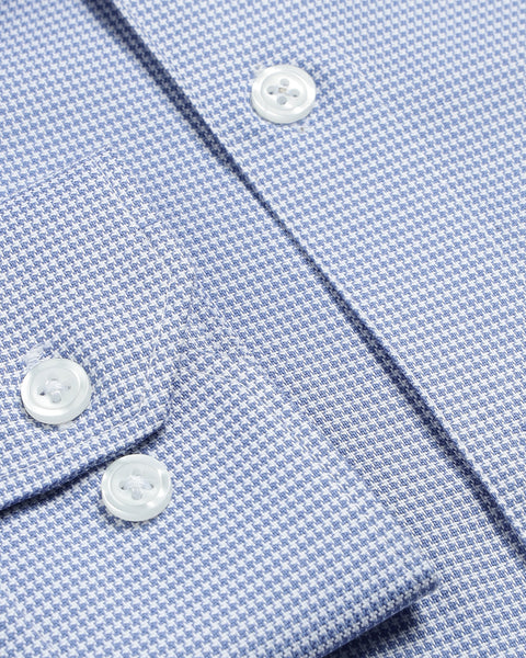 Blue Houndstooth Giza Cotton Shirt