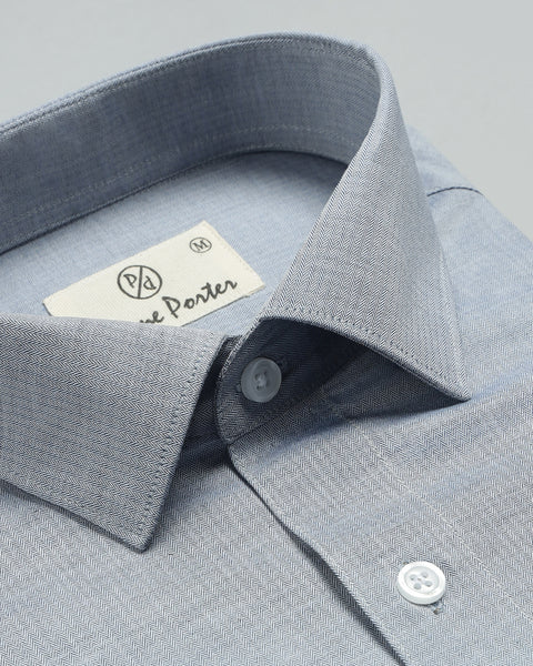 Blue Herringbone Giza Shirt