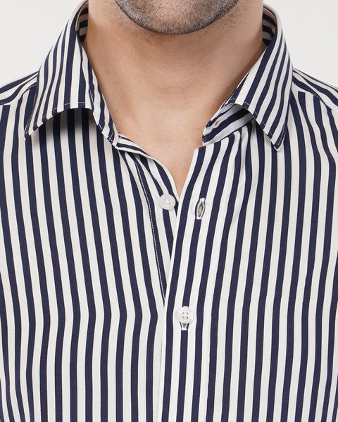 Blue Striped Printed Shirt