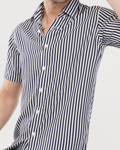 Blue Striped Printed Shirt