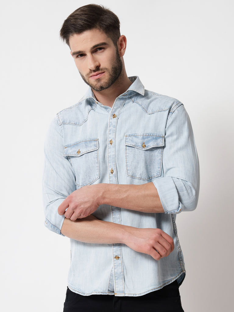 Buy WES Casuals Dark Blue Relaxed Fit Denim Shirt from Westside
