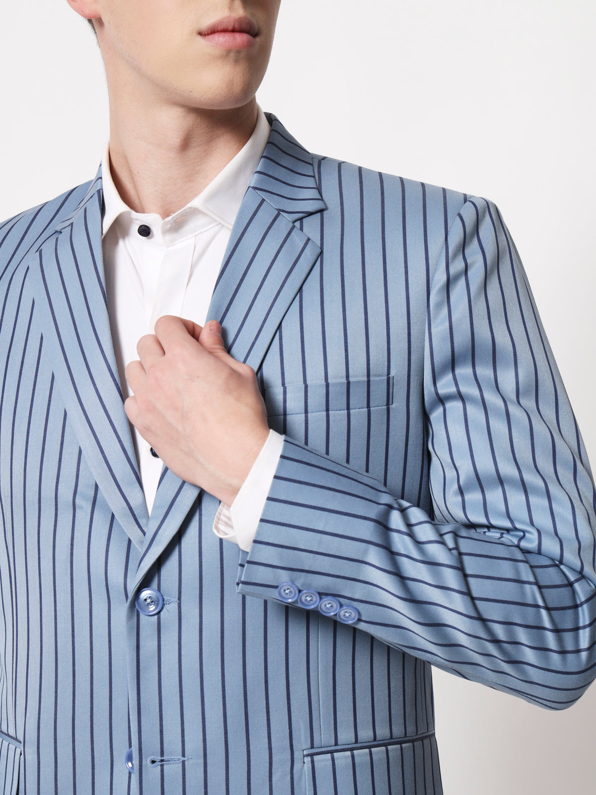 Light blue hot sale striped blazer