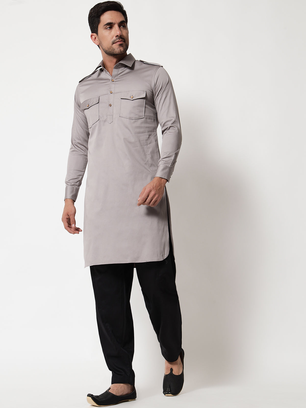 Grey Pathani Kurta Prime Porter