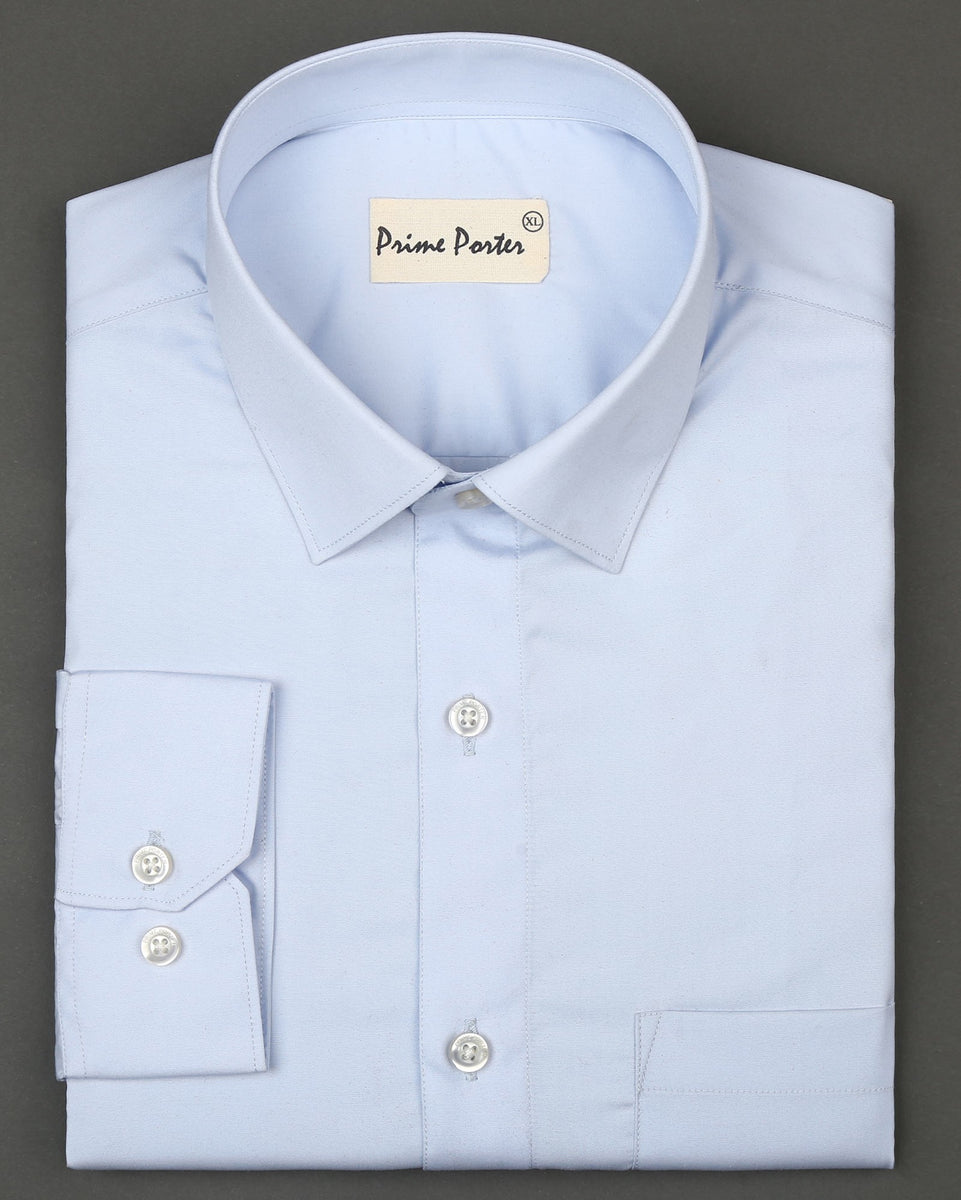 Powder Blue Colour Cotton Shirt For Men Prime Porter