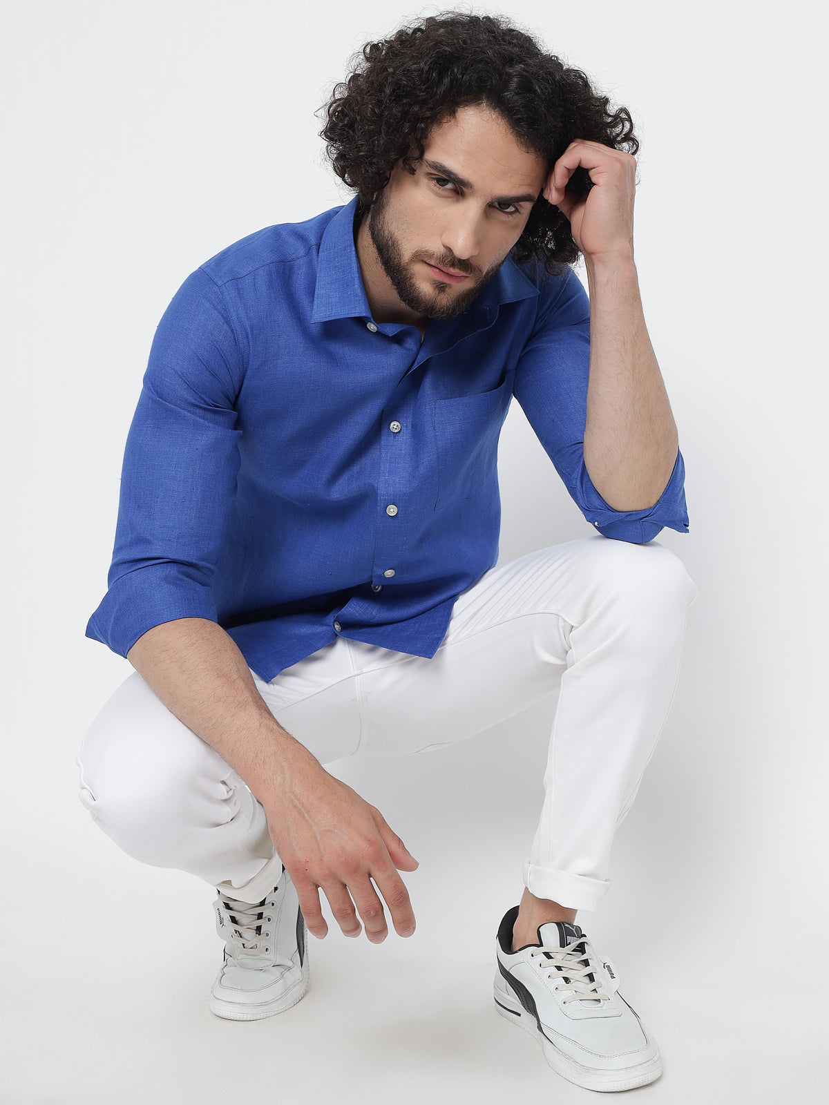 Royal Blue Colour Pure Linen Shirt for men – Prime Porter